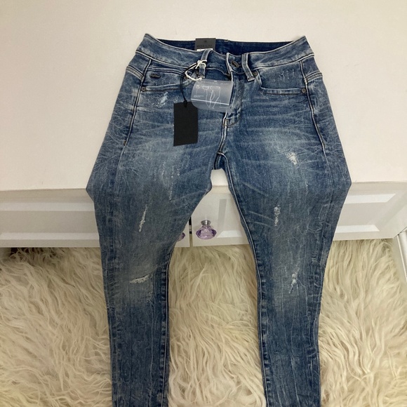 G-STAR RAW Midge Zip Mid Skinny Jeans In Lt Vintage Aged Destroy - Picture 4 of 10